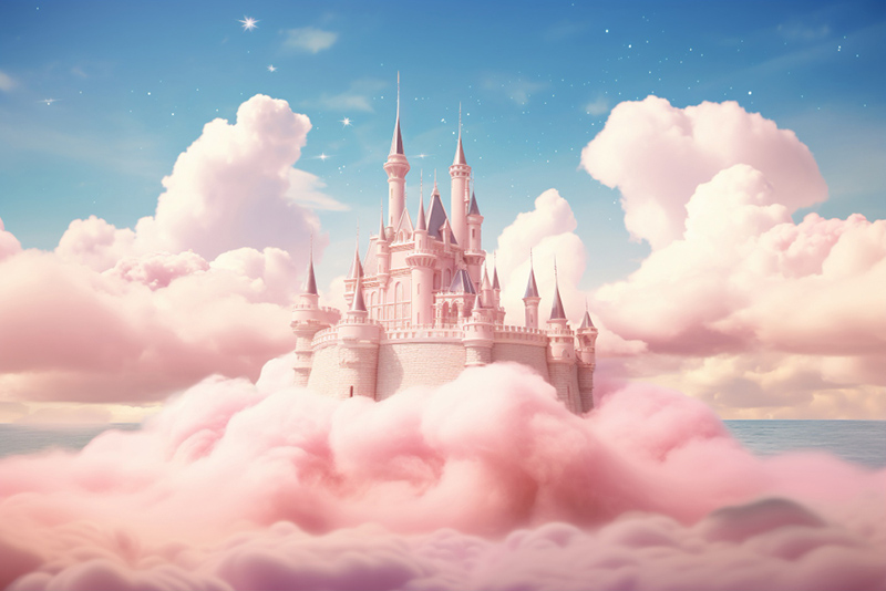 3D animation castle on the cloud